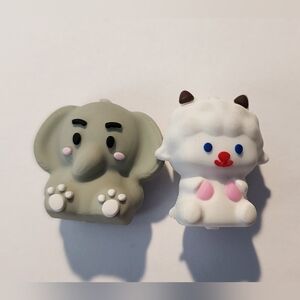 Focal Beads Elephant Lamb 2 Pc Beads Beaded Pen Badge Clip‎ Silicone